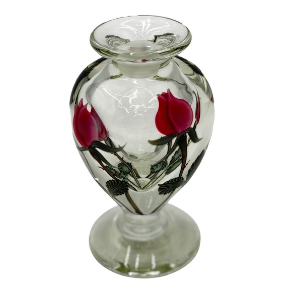Vintage Orient & Flume Signed Art Glass Paperweight Vase artist Bruce Sillars